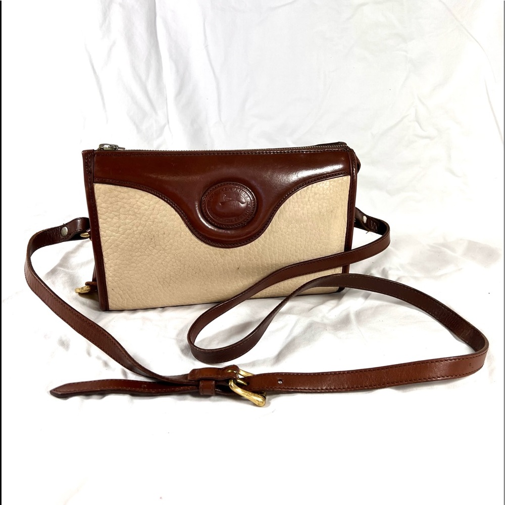 DOONEY and BOURKE Authentic Vintage Ivory and Brown Leather Crossbody Shoulder